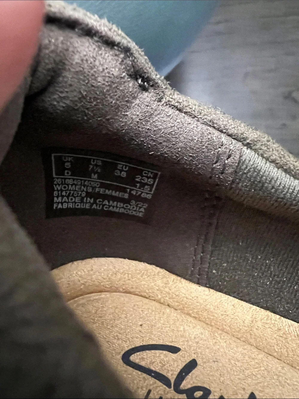 Clarks taupe suede